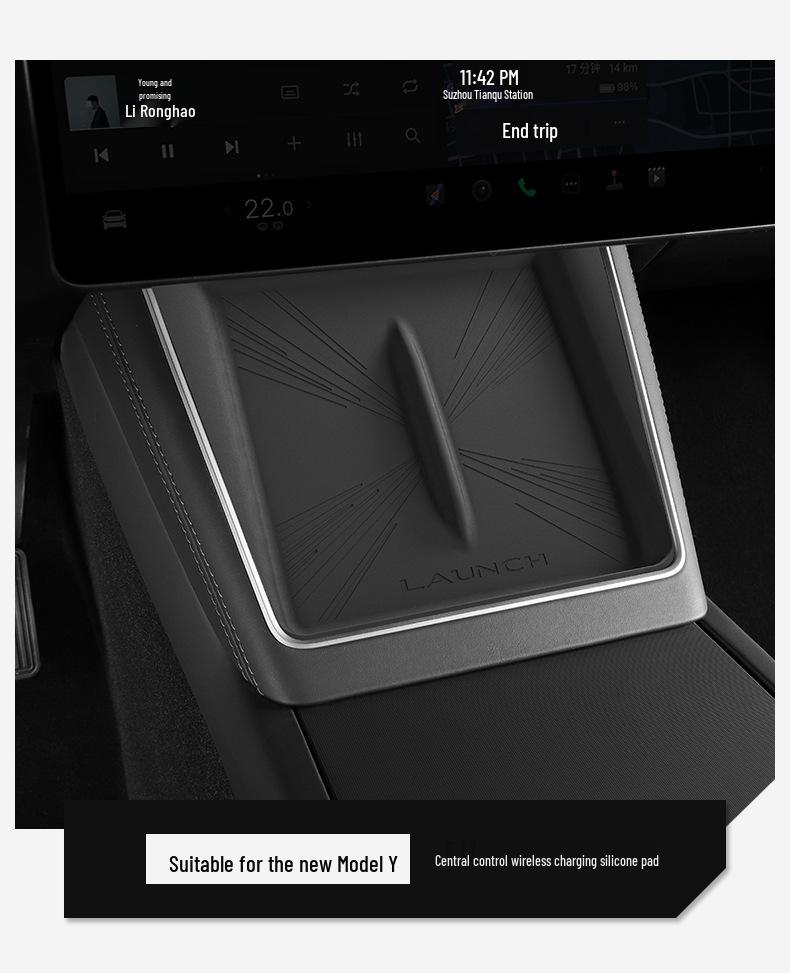 Wireless Charging Silicone Pad for Tesla Model Y/3 Console