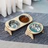 Elevated Small Toy Dog Cat Bowls Tilted Adjustable Puppy Feeder Stand with 2 Stainless Steel Bowls for Puppies Cats Accessories
