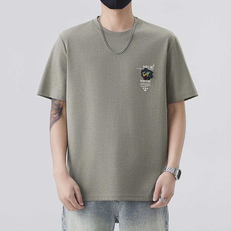 New Cartoon Printed Short T Simple Skin-friendly Short-sleeved Men's Knitted T-shirt Korean Version