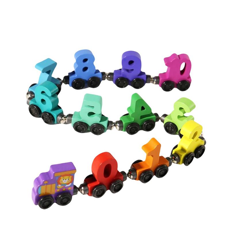 1 Set Wooden Magnetic Number Train Toys Montessori Educational Toy Train Kit Early Cognition Learning Teaching Sets For Toddlers