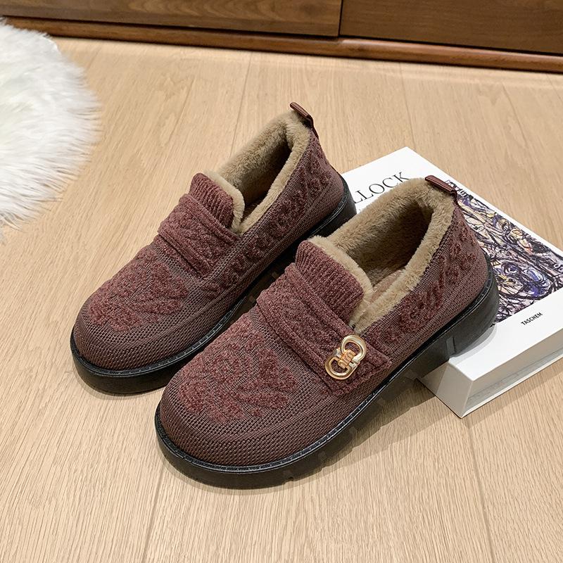 

Winter shoes women s velvet thickened middle-aged and elderly warm women s flat mother cotton shoes one pedal casual cotton shoes women 41