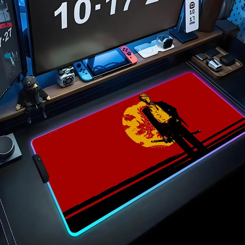 

Katana Zero Коврик для мыши RGB Игровой коврик для мыши Большой светодиодный коврик Настольный коврик для ПК Светящийся коврик для мыши Большие коврики для клавиатуры Настольный ковер с подсветкой RGB600x300x3mm