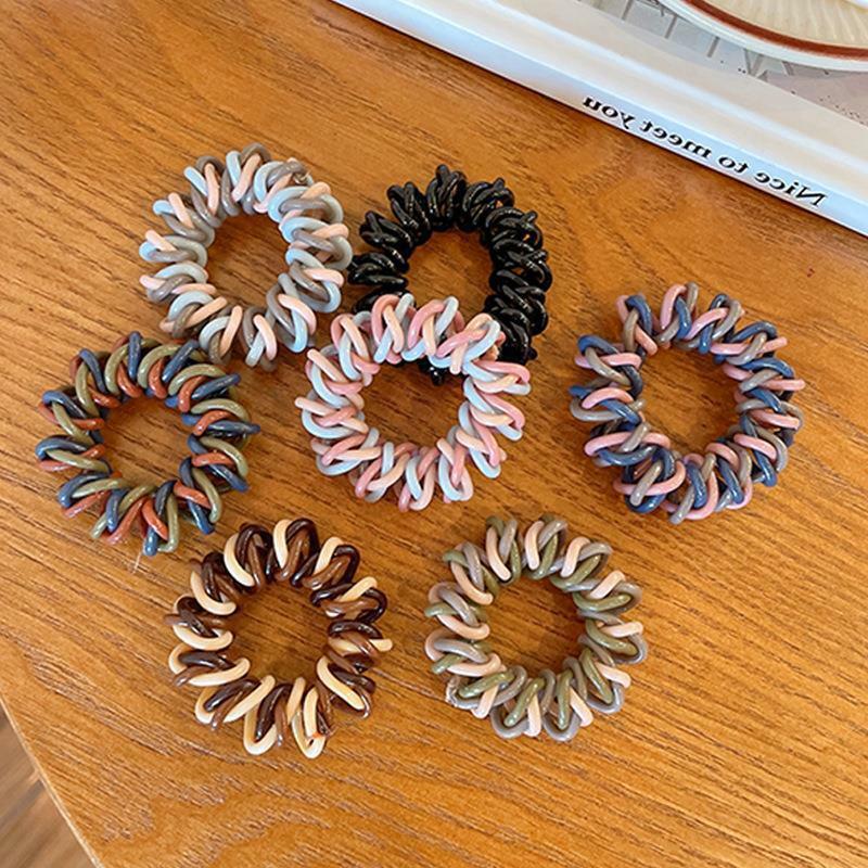 1PC Thick Telephone Women Wire Elastic Hair Band Colour Spiral Cord Stretch Rubber Band to Hold Heavy Girls Hair Accessories