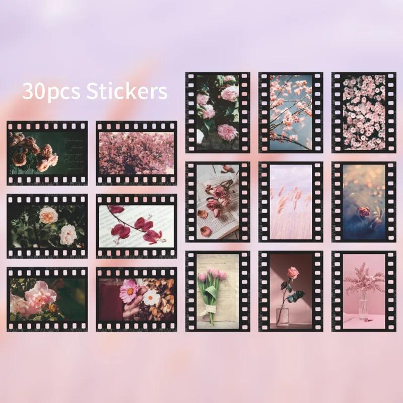 30 buc. PET INS Style Vintage Film Flori Scrapbooking Jurnal Etichete Decorative Autocolante Jurnal Papetarie Album Autocolante
