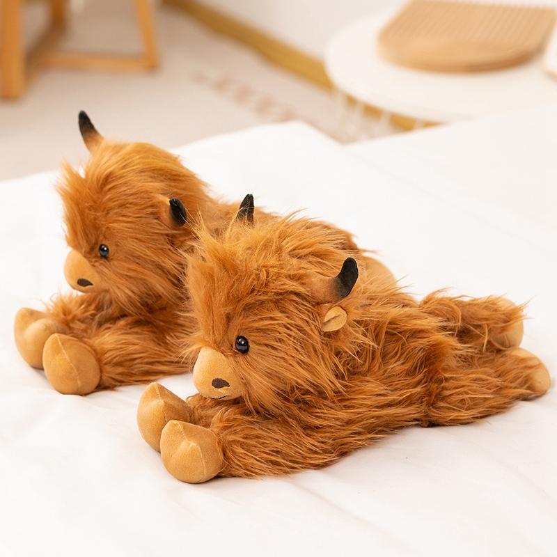 Highland Bull Plush Toy Soft Stuffed Animal Doll Gifts Prone Position Kawaii Cattle Hugging Pillow Sofa Cushion For Home Decors