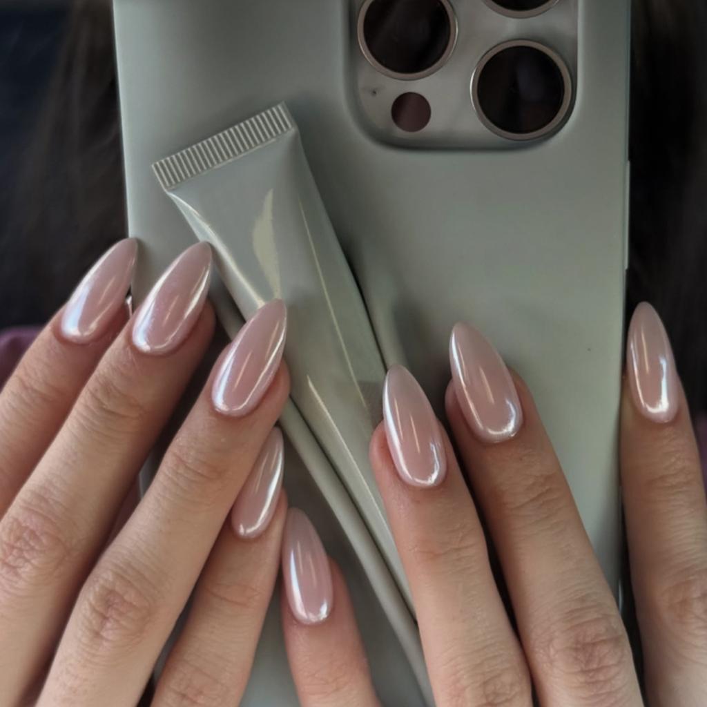 24Pcs Long Almond Press On Nails With Gold Bow And Cherry Pattern Artificial Nail Tips
