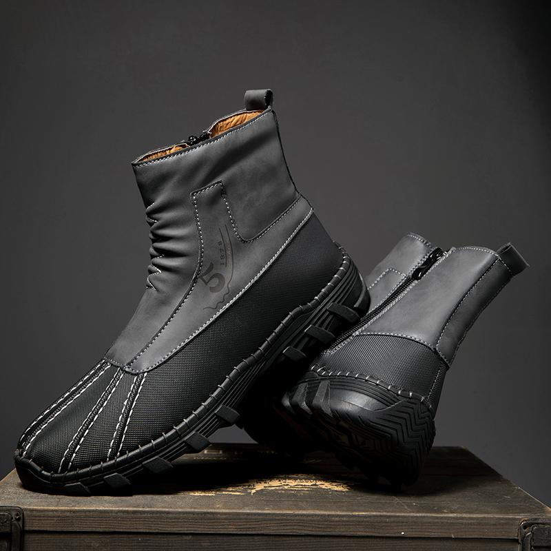 Fashion New Fashion Ankle Boots Handmade Men's High Top Casual Shoes Classic Male Slip on Walking Boots Versatile Comfy Motocross Boots
