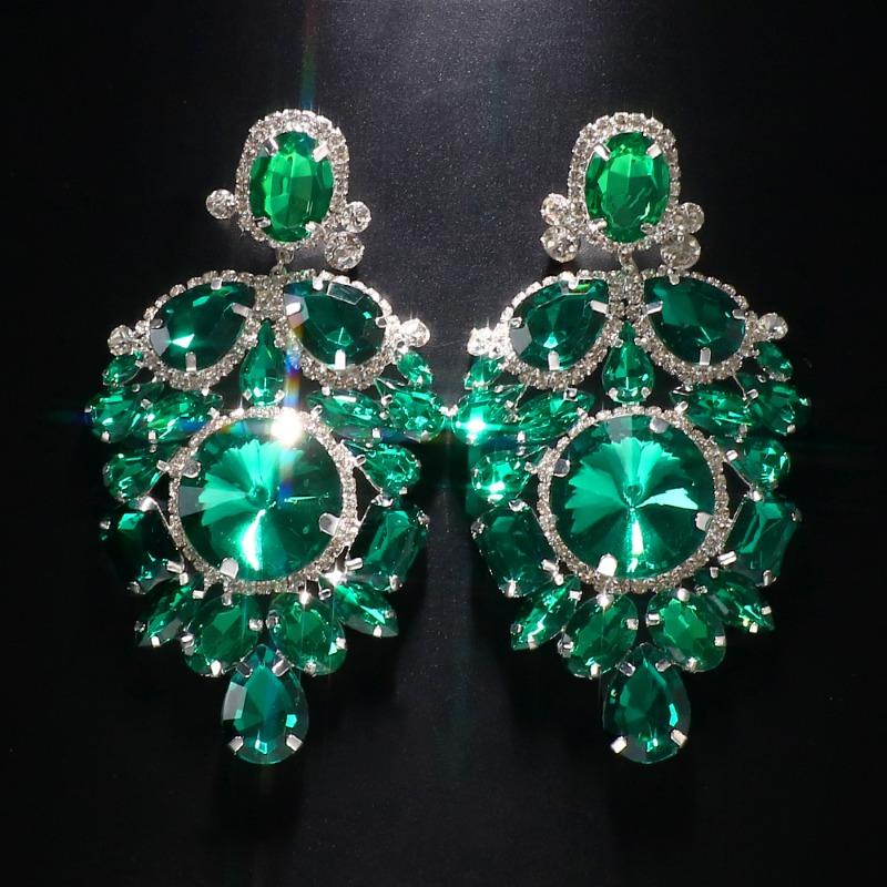 Rhinestone Earrings, Personalized Exaggerated Geometric Earrings, Retro Accessories Women's Earrings