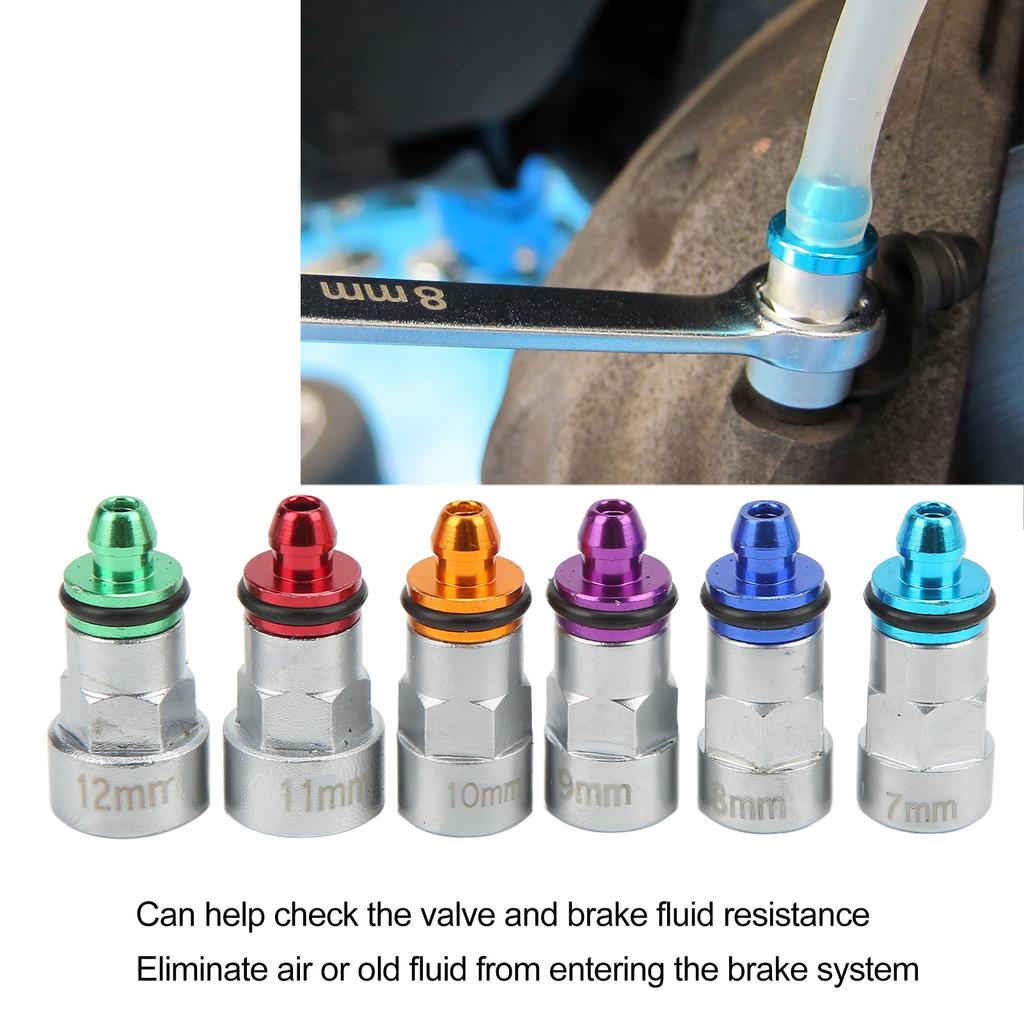 Car Brake Bleeder Wrench Kit 7‑12mm Rubber 6 Adapters 1 Drain Hose Brake Bleeder Spanner for Car for Light Truck for SUV