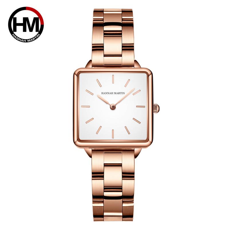 Women's Rose Gold Steel Band Quartz Watch Japanese Movement Simple Dial Women's Watch