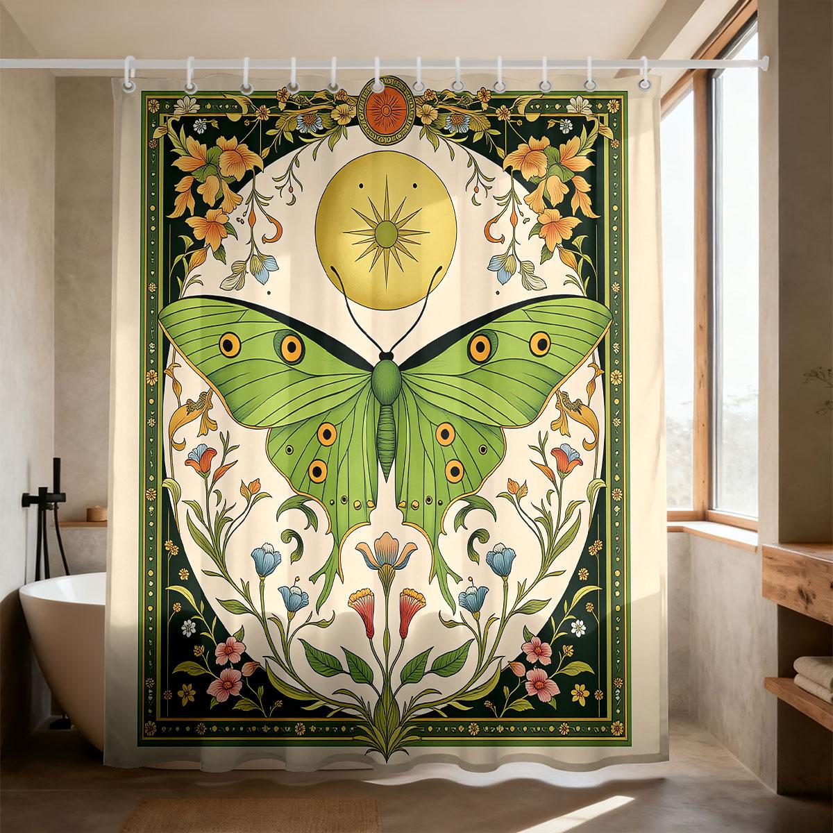 

1Pc Butterfly Flower Printed Waterproof Shower Curtain Multi Size Partition Privacy Hanging Curtain Fashion Bathroom Decoration W60H190(CM)-1 Pcs