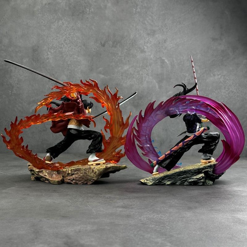 Kimetsu No Yaiba Fierce Battle with Black Death Mou Battle Tsukuni Enichi Luminous Version GK Statue Model Ornament Figure Wholesale