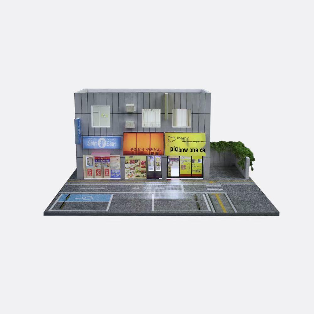 1/64 Scale Japanese Street Corner Shop with Lights Model
