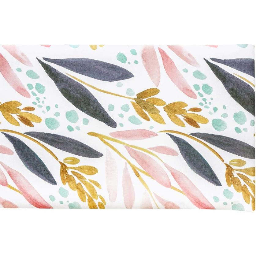 HAOKHOME Watercolor Forest Peel and Stick Wallpaper Removable White/Pink/Navy/Yellow Floral Vinyl Self Adhesive Shelf Liner 17.7in x 9.8ft