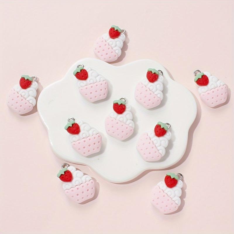 

Смола для украшений в виде клубничного мороженого, товары для DIY украшений для серег, ожерелий, брелоков 6pcs разноцветный