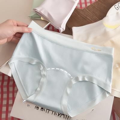 Women's Spring and Autumn 32A Antibacterial Mid-waist Traceless Extended Crotch Panties