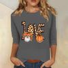 Dámské módní ležérní top s tříčtvrtečním rukávem a halloweenským potiskem, kulatý výstřih