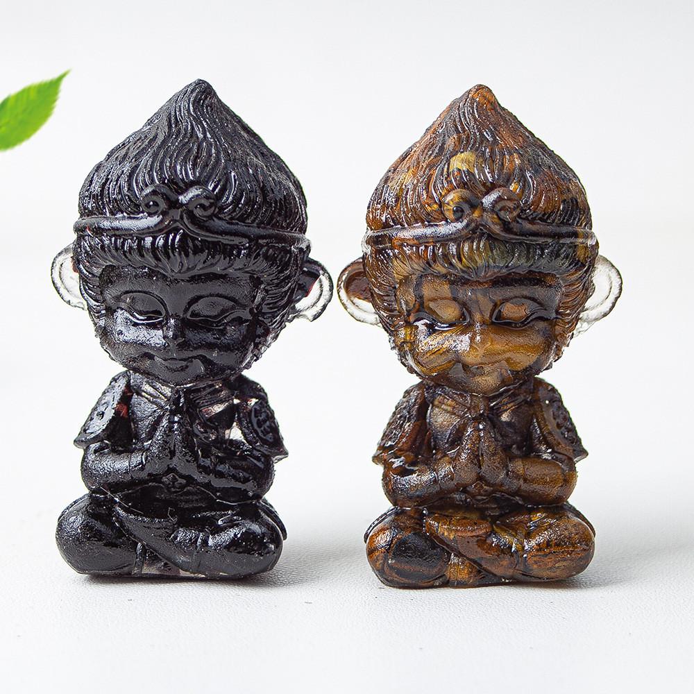 Tree Resin Craft Monkey King Statue With Natural Water Crystal For Home Decoration And Collectors