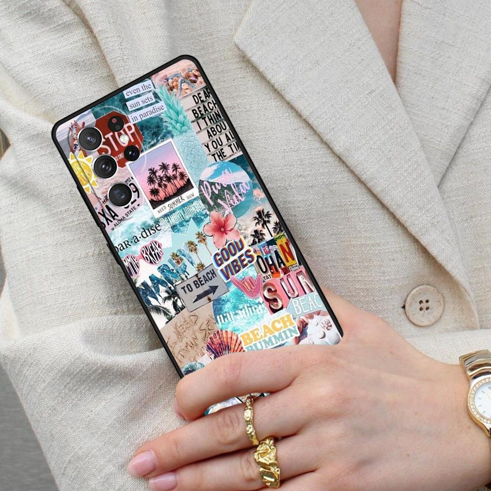 Surf Beachy Blue Summer Collage Cell Phone Case for Samsung Galaxy S26 Ultra S25 S24 S23 S22 S21 S20 Note10 Cover