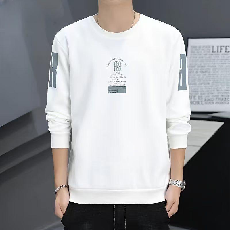 Men's Fleece-Lined Thickened Casual Loose Long Sleeve Warm Base Layer for Autumn and Winter