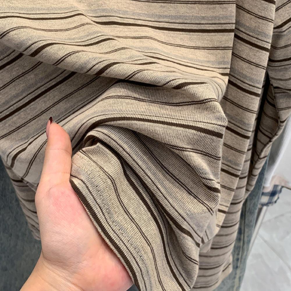 Autumn 2025 New Arrival: Women's High-End Korean Style Striped One-Shoulder Long-Sleeved T-Shirt