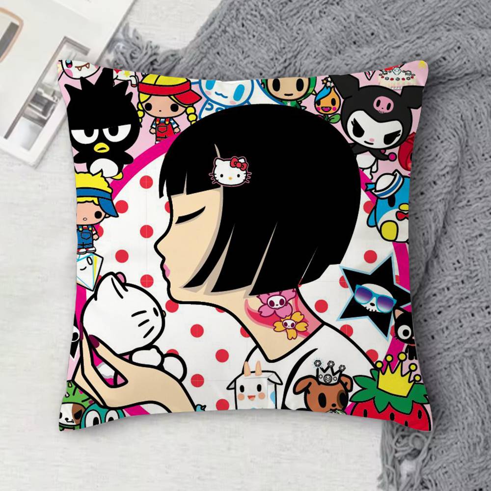 Fashion T-Tokidokis Double-Sided Printed Square Decorative Cushion Cover For Sofa Living Room Home Decor
