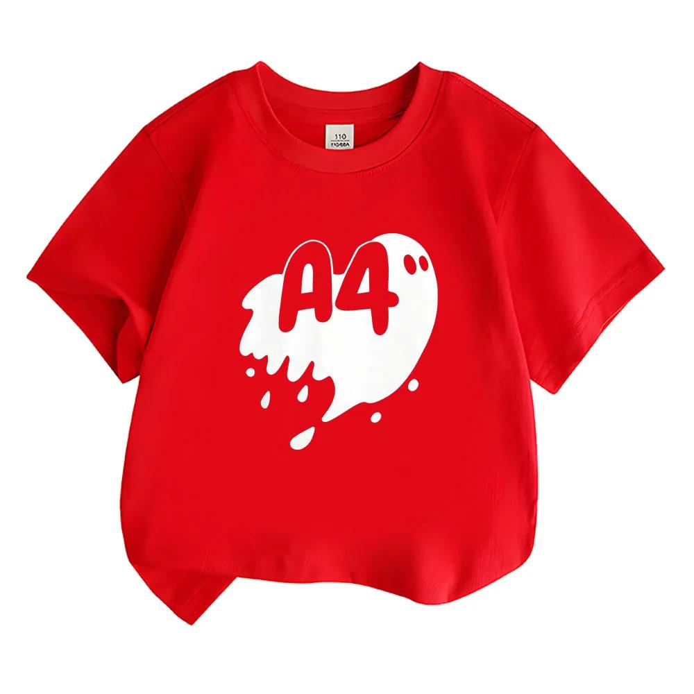 Tropfender Geist A4 Brief Grafikdruck Kinder Kurzarm T-Shirt Rundhalsausschnitt Lässiger Streetstyle Kinder Alltag