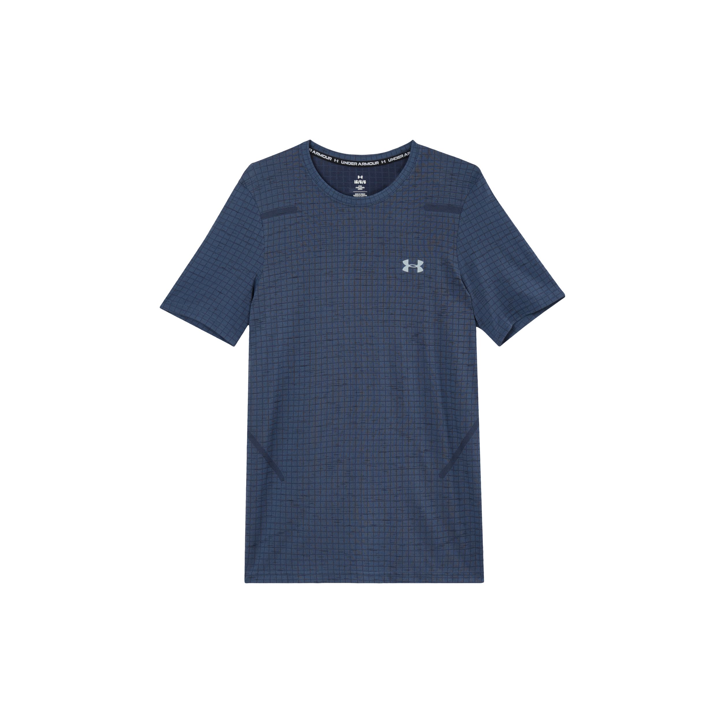 

Спортивная футболка с короткими рукавами и клетчатым принтом Under Armour, мужские топы синего цвета 1376921-044