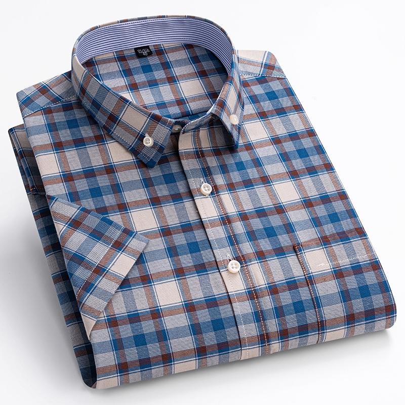 Camisa Oxford de Hombre 100% Algodón Manga Corta Nueva Alta Calidad Casual de Negocios Moda Hombre Tallas Grandes Formal S-7XL