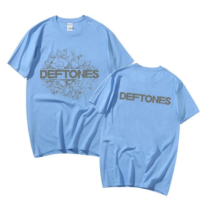 Deftones Floral Burst Double Sided Print T-shirts Punk Rock Band Fashion y2k T Shirt Short Sleeve Summer Man Streetwear
