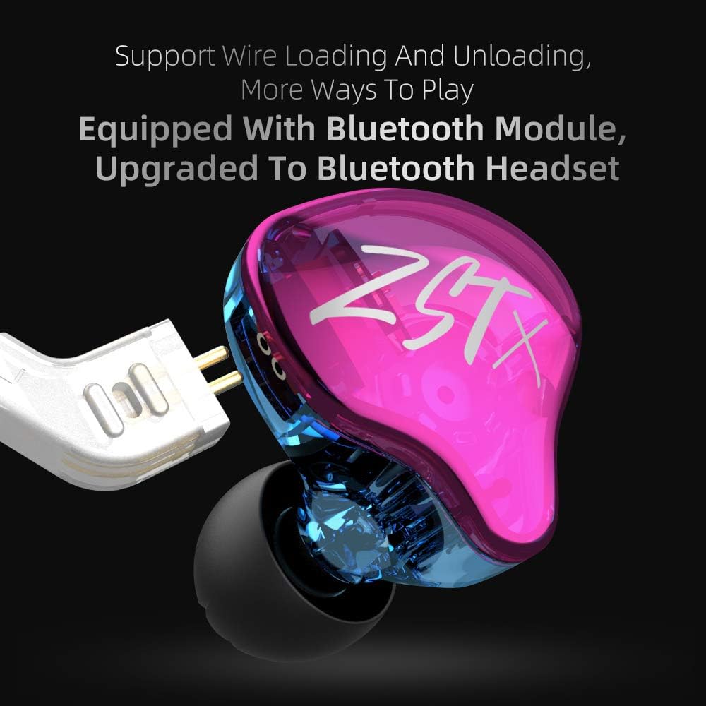 CCA KZ ZST X Colorful In-Ear Headphones, 1BA 1DD Dual Driver, Wired Hi-Fi Gaming Headphones with Detachable 2-Pin Cable, for Singers, Audiophiles,