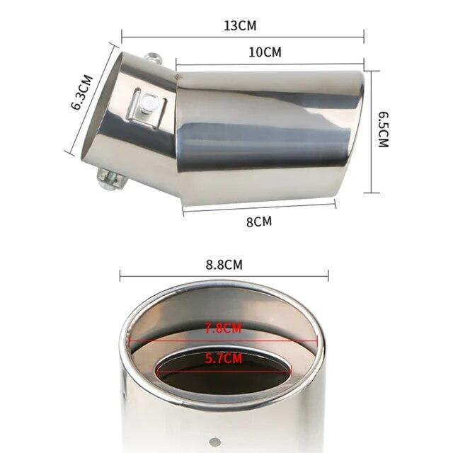 Car Exterior Parts Car Exhaust Muffler Tip Stainless Steel Round Pipe Silver Black Straight Bent Exhaust Tail Muffler Tip Pipe