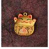 Sand Gold Keychain, Lucky Cat, Creative Car Keychain Pendant, Hollow Cat, Drip Glue, Enamel, Colorful Pendant