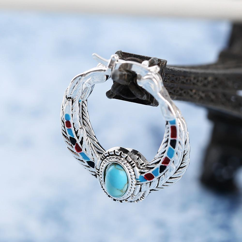 Luxury Eagle Feather Earrings with Turquoise Inlay for Party Wedding
