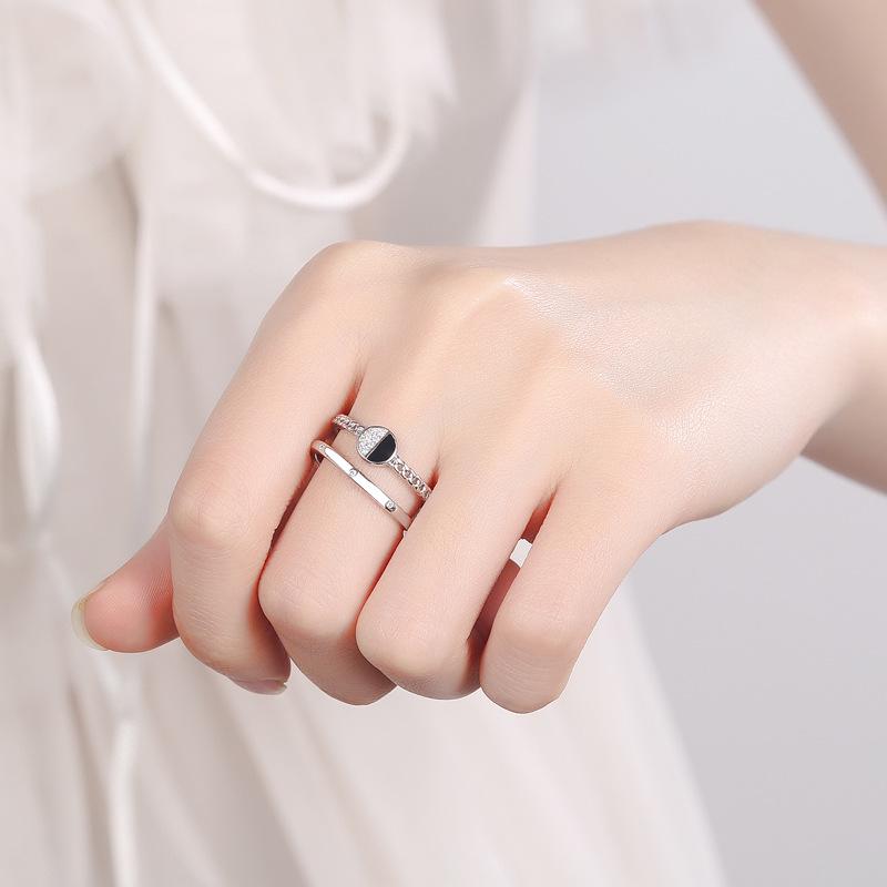 Bague ouverte double couche en argent sterling S925 Fashionmonger coréen Bijoux personnalisés tout-assorti Bague réglable Bijoux en argent