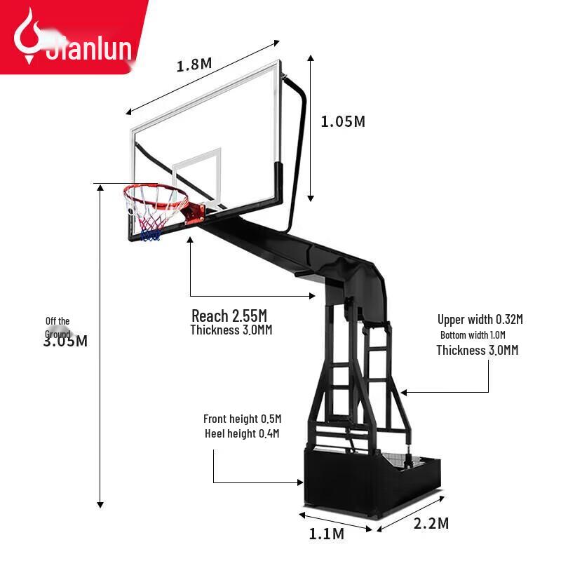 JEEANLEAN Electric Hydraulic Mobile Basketball Hoop