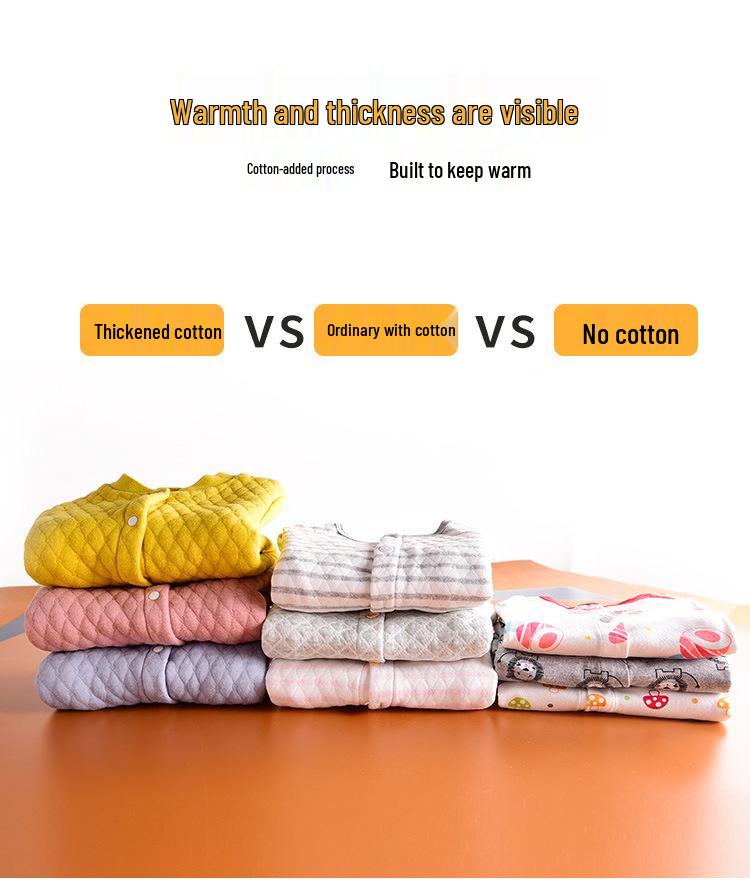 Baby Quilted Long-Sleeve Top: Unisex Three-Layer Autumn/Winter Underwear Pajamas