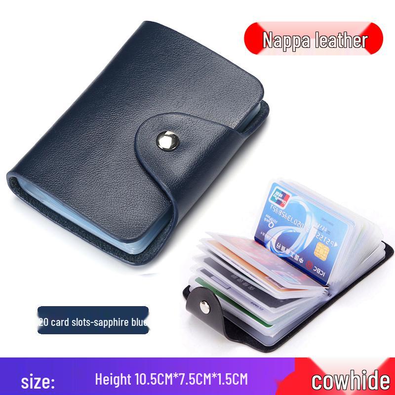 Dames Stijlvolle Kaarthouder van Rundleer met Meerdere Vakken voor Zakelijke Kaarten, Creditcards en Rijbewijs