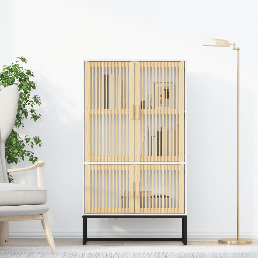 Highboard White 70 X 35 X 125 Cm Particleboard