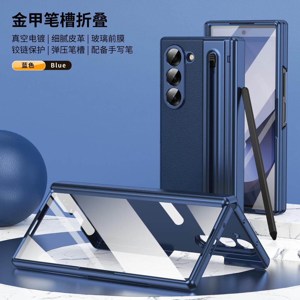 Совместим с чехлом для телефона ZFold6, оснащен слотом для ручки с пружинным механизмом и гальваническим кожаным защитным чехлом.