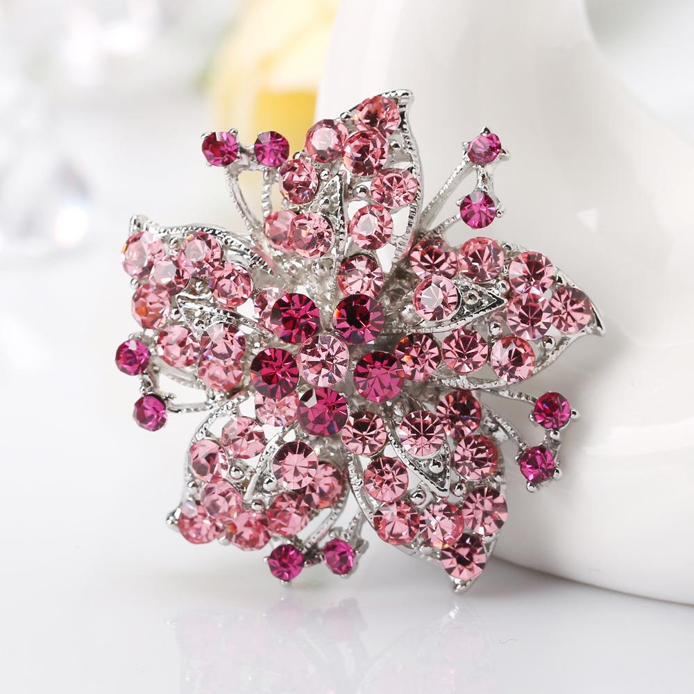 Delicate Rhinestone Bauhinia Flower Women's Brooch Pin Party Girls Clothing Ornament Accessories Gifts