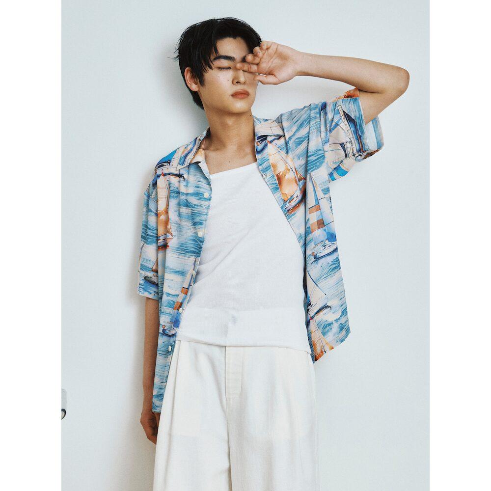 8Seconds Yacht Print Short Sleeve Shirt Ivory Ivory/M