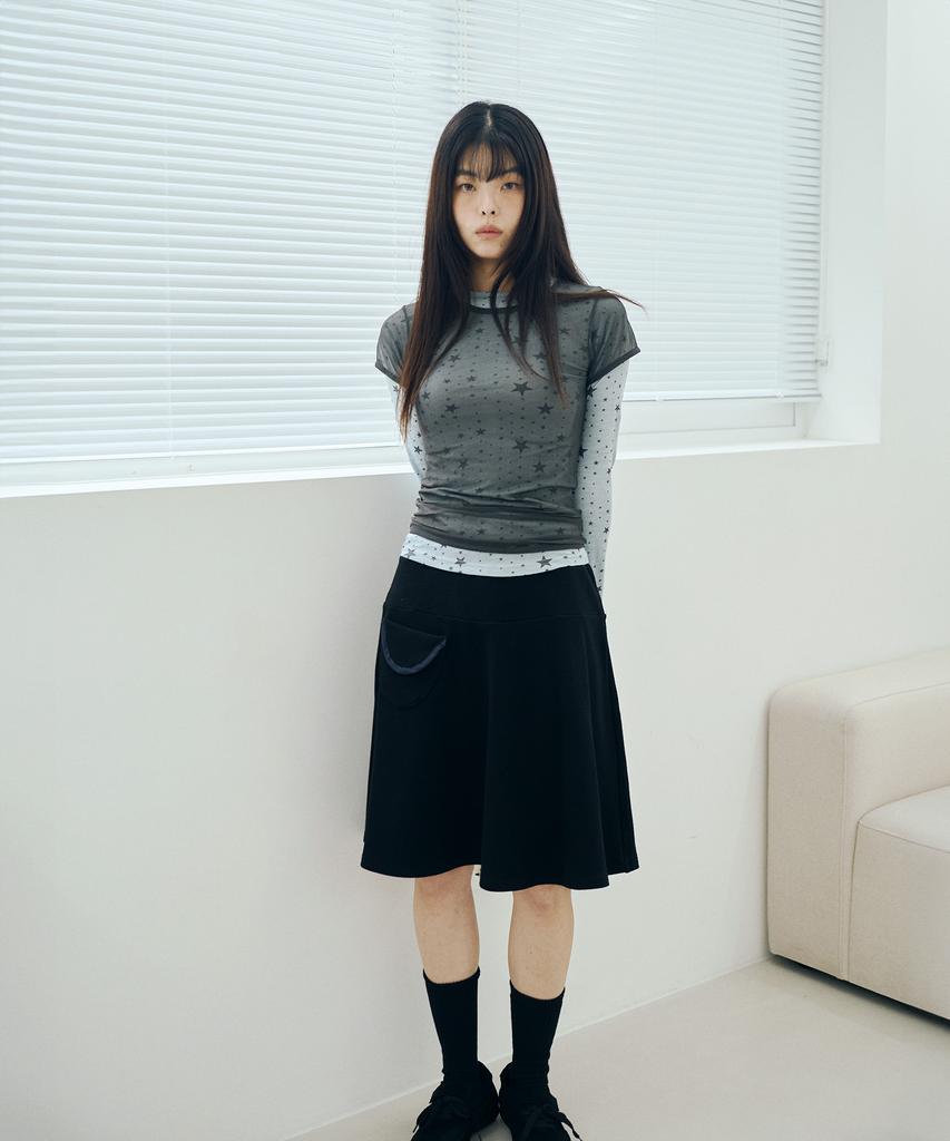 Mihebeu Star Layered Long Sleeve Set Sky Blue Gray