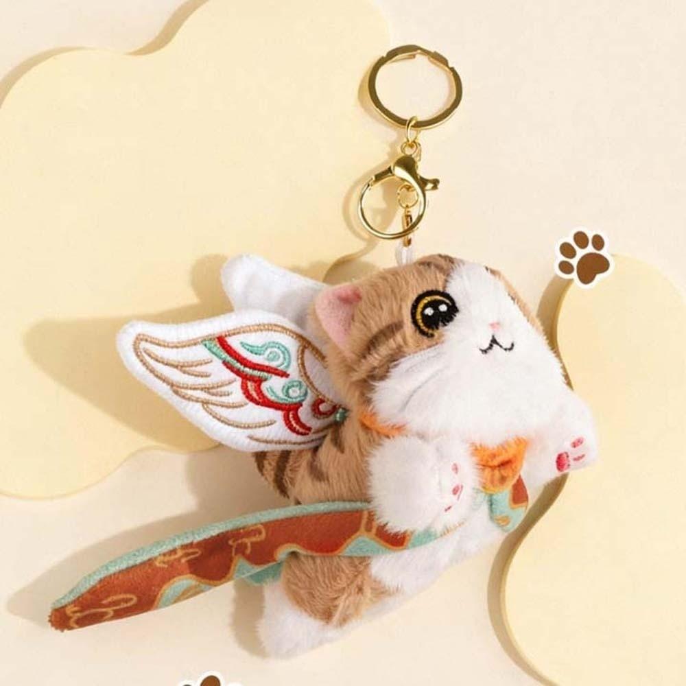 Soft Nine-Colored Deer Keychain Cartoon Plush Doll Key Ring Flying Cat Pendant Festival Gifts