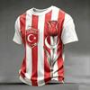 Men's Casual Crew Neck Short Sleeve Pullover T-Shirt with Football Fan Graphic Print World Cup Supporter Top Turkey Design
