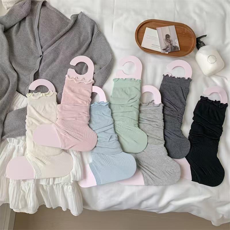 

Women s Trendy Lace Ruffle Ballet Socks - Versatile Sun Protection Leg Sleeves One Size синій