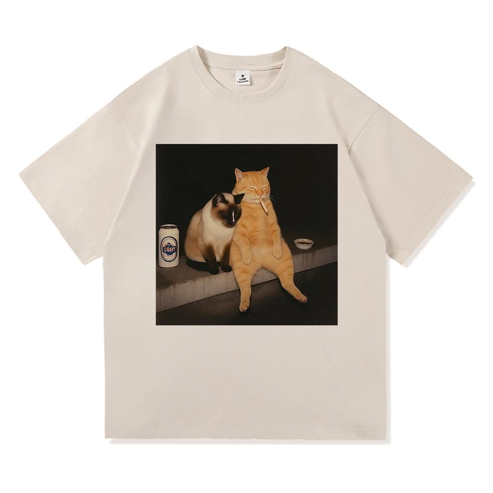 Divertente Gatto Che Fuma Sigaretta Meme Maglietta Moda Abbigliamento Donna Vintage Harajuku Vestiti T-shirt Harajuku Manica Corta Casual