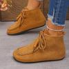 New Large Size Women's Shoes Winter Suede Retro Large Size Short Boots Women's New Round Head Slope