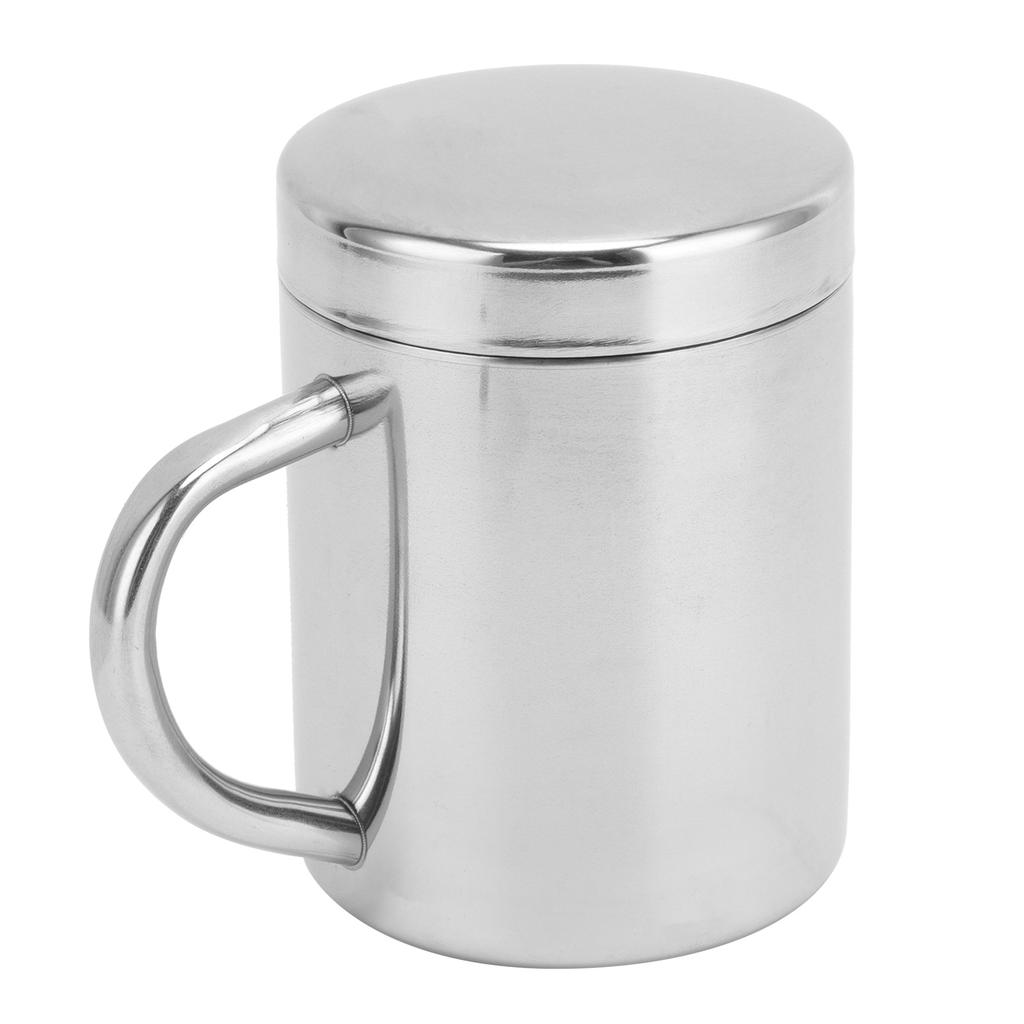 Tea Cup Portable 304 Stainless Steel Water Cup with Lid Handle Drinking Milk Cup for Home Outdoor