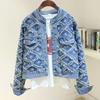 Dame vår- og høstdesign fransk femspiss denimjakke